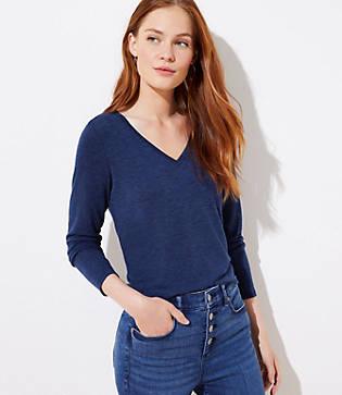 Loft V-neck Shirttail Tunic Tee