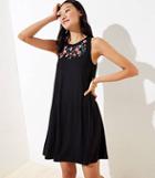 Loft Embroidered Floral Sleeveless Swing Dress