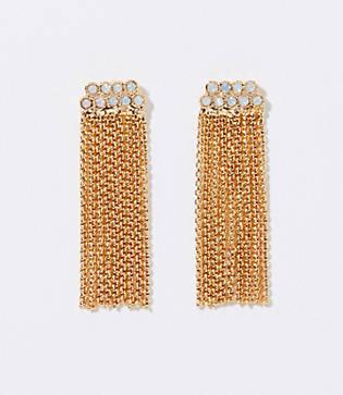 Loft Crystal Chain Tassel Earrings