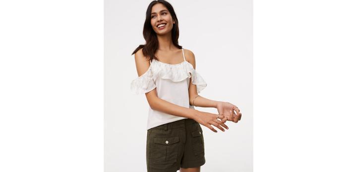 Loft Shimmer Stripe Cold Shoulder Cami
