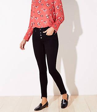 Loft Chewed Hem Skinny Jeans In Black