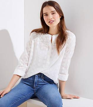 Loft Textured Pattern Henley Blouse
