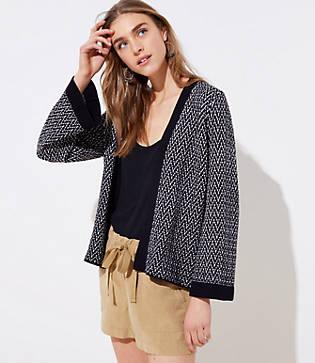 Loft Chevron Open Cardigan