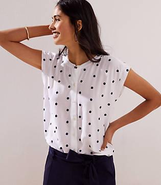 Loft Dotted Dolman Cap Sleeve Shirt