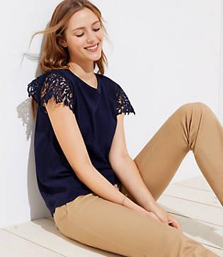 Loft Lace Cap Sleeve Tee