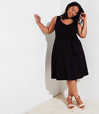 Loft Plus Tie Waist Pocket Dress
