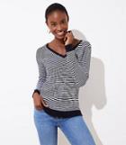 Loft Striped Relaxed V-neck Sweater