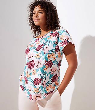Loft Plus Floral Petal Sleeve Vintage Soft Tee