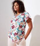 Loft Plus Floral Petal Sleeve Vintage Soft Tee