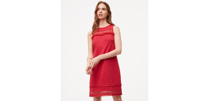 Loft Fringe Mesh Shift Dress
