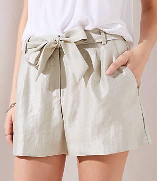 Loft Shimmer Tie Waist Shorts