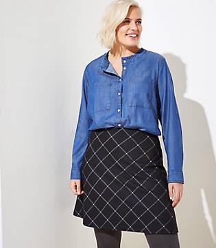 Loft Plus Ruffle Neck Chambray Shirt