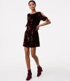 Loft Fall Floral Velvet Split Sleeve Dress