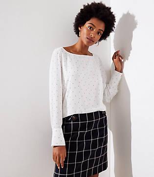 Loft Dotted Square Neck Blouse