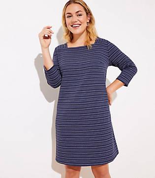 Loft Plus Striped Square Neck Dress