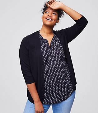 Loft Plus 3/4 Sleeve Signature V-neck Cardigan
