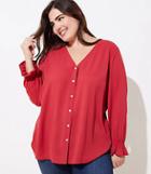 Loft Plus Bell Cuff V-neck Blouse
