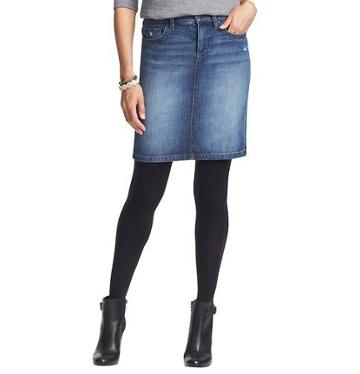Loft Tall Straight Five Pocket Denim Skirt In Alcove Blue Wash