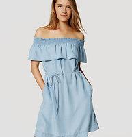 Loft Chambray Off The Shoulder Dress