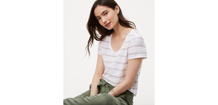 Loft Shimmer Stripe Vintage Soft Tee