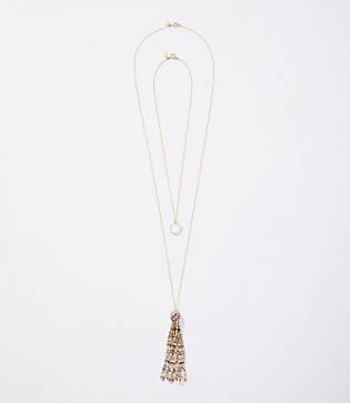 Loft Beaded Tassel Layering Necklace Set