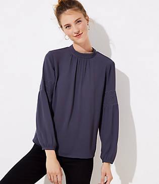 Loft Eyelet Mixed Media Top