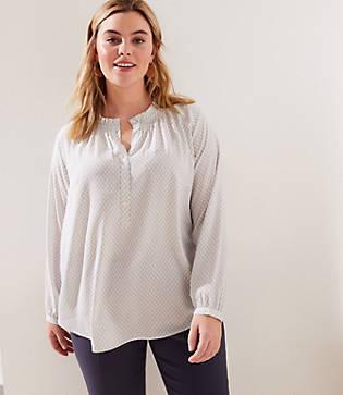 Loft Plus Spruce Ruffle Henley Tunic