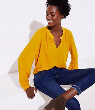 Loft Lacy Dotted Keyhole Blouse