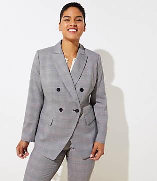 Loft Plus Plaid Double Breasted Blazer