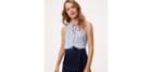 Loft Dotted Twist Mixed Media Top