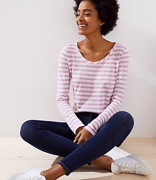 Loft Stripe Textured Shirttail Tee