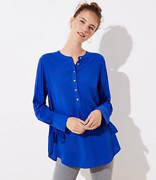 Loft Tie Cuff Henley Blouse