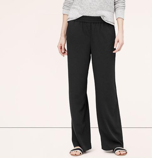 LOFT Violet Fluid Wide Leg Pant, Black