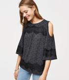 Loft Lacy Dotted Cold Shoulder Tee