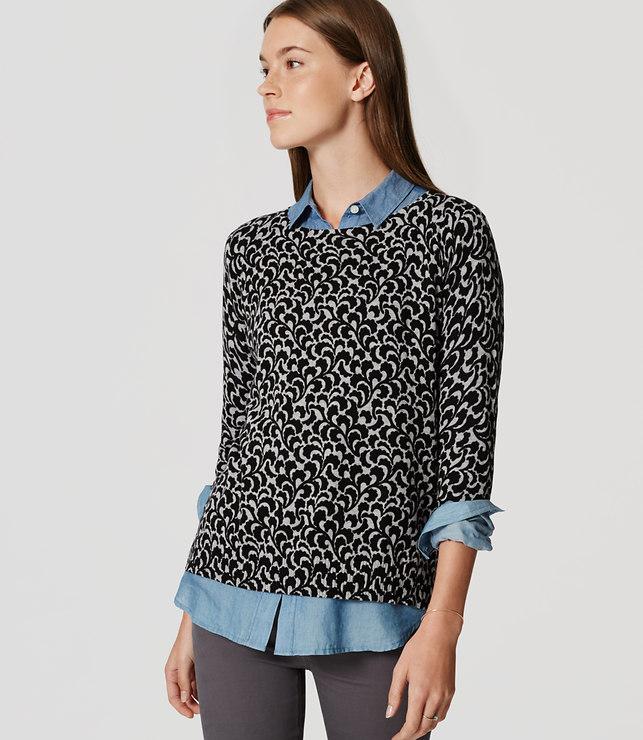 Loft Ivy Button Back Sweater