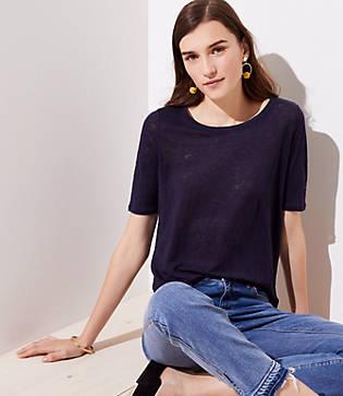 Loft Linen Crossover Back Tee