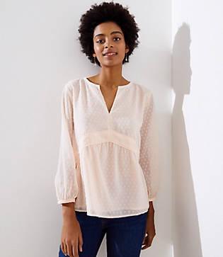 Loft Swiss Dot Peplum Blouse