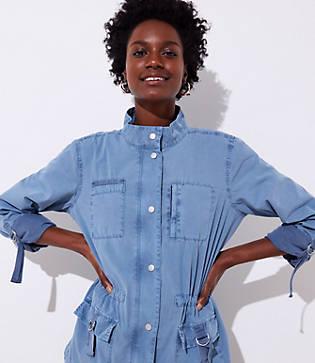 Loft Washed Poplin Utility Jacket