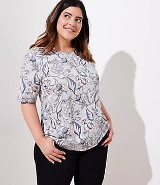 Loft Plus Floral Ballet Neck Tee