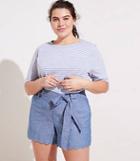 Loft Plus Scalloped Chambray Shorts With 5 Inch Inseam