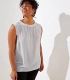 Loft Plus Striped Perforated Lacy Mixed Media Top