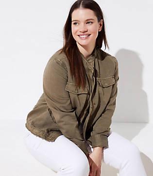 Loft Plus Frayed Shirt Jacket