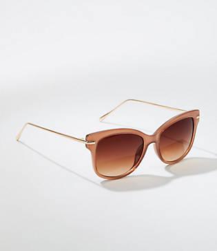 Loft Tortoiseshell Print Metallic Arm Cateye Sunglasses