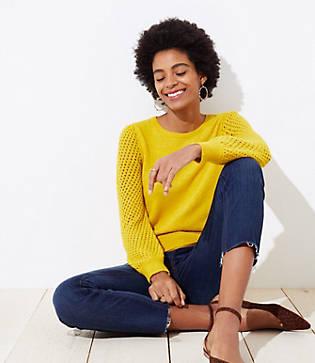 Loft Open Stitched Sleeve Sweater