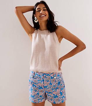 Loft Paisley Riviera Shorts With 4 Inch Inseam