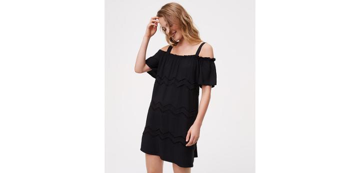 Loft Chevron Embroidered Cold Shoulder Dress