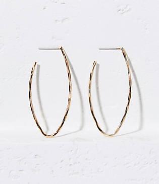 Loft Hammered Oval Hoop Earrings