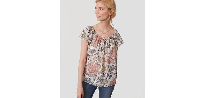 Loft Shimmer Floral Flutter Off The Shoulder Top