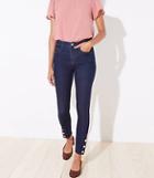 Loft Gilded Button High Waist Slim Pocket Skinny Jeans In Dark Rinse