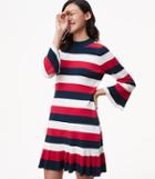 Loft Striped Flounce Sweater Dress
